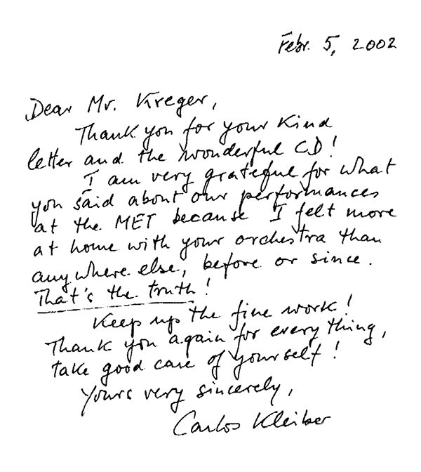 Kleiber letter to James Kreger