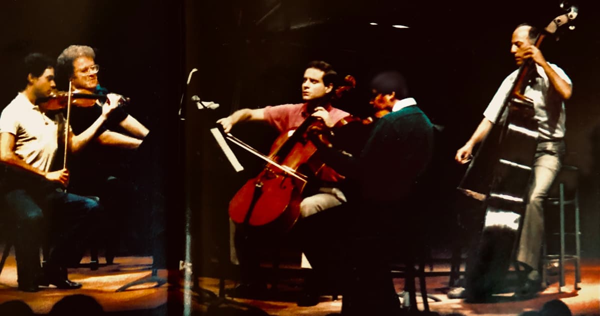 James Kreger with James Levine, piano; Christian Altenburger, violin; Michael Ouzounian, viola; at the Ravinia Festival